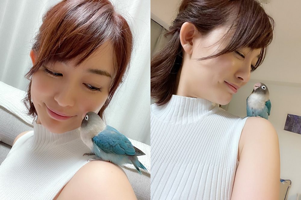 新井恵理那、かわいすぎる愛鳥とツーショット「毎日一緒に過ごしてもほんとうに飽きない」
